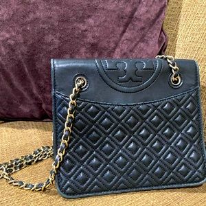 Tory Burch Black Fleming Quilted Leather Chain Bag